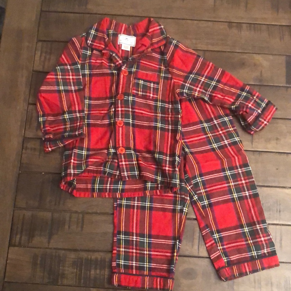 Petite Plume red tartan 2-piece pajama set 3t